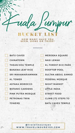 Kuala Lumpur Bucket List Template